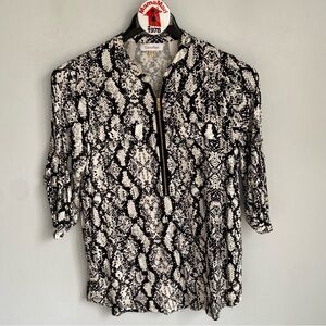 Calvin Klein Zip Up Snakeskin Print Blouse Top Small
